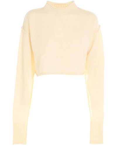 Sportmax Crop Jumper With Extra Long Sleeves - White