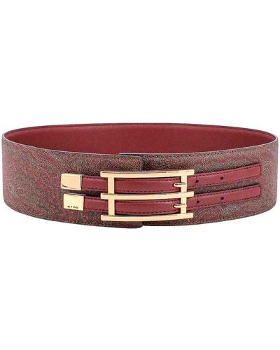 Etro Jacquard Paisley Fabric Belt - Red