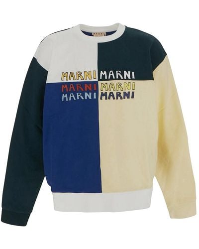 Marni Puzzle Logo Brushed Sweatshirt - Blue