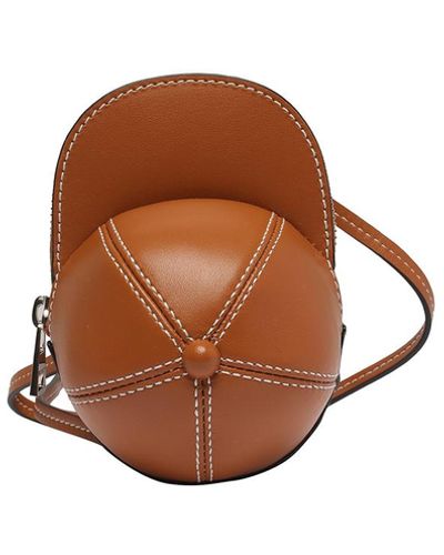 JW Anderson Leather Shaped Cap Bag With Zip Closure - Brown