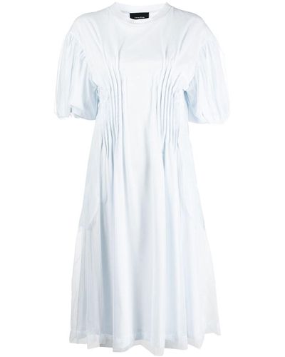 Simone Rocha Cotton Puff Sleeve Midi Dress - White