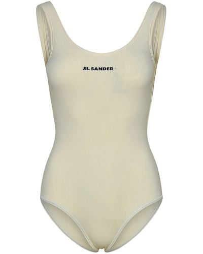 Jil Sander One-piece Swimsuit In Ivory Nylon - Natural