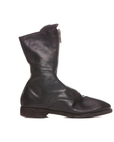 Guidi Front Zipped Soft Leather Boots - Black