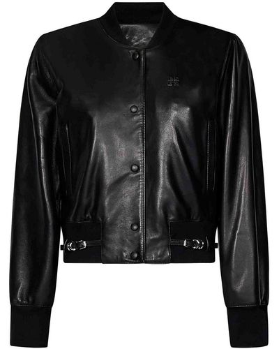 Givenchy Voyou Soft Nappa Leather Bomber Jacket - Black