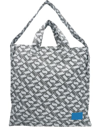 Sunnei Logo Print Denim Shopping Bag - Gray