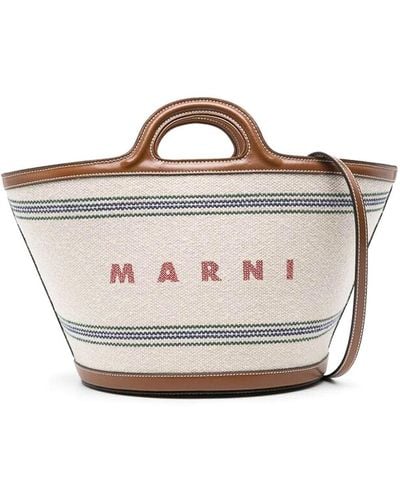 Marni /brown Basket Weave Logo Bag - White
