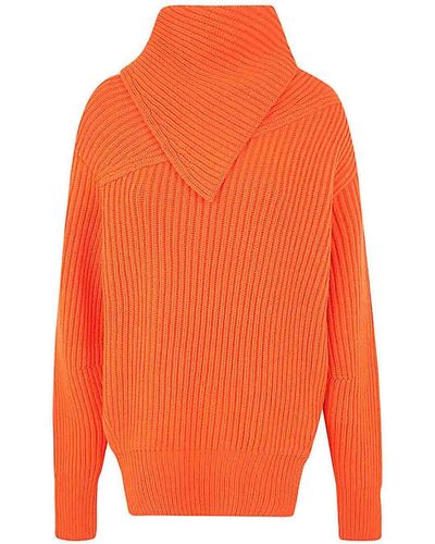 Jil Sander Long Sleeves Foulard Neck Cardigan - Orange