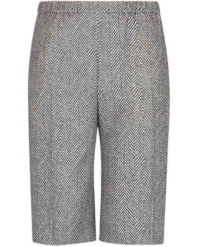 Emporio Armani Elasticated-waistband Herringbone Shorts - Gray