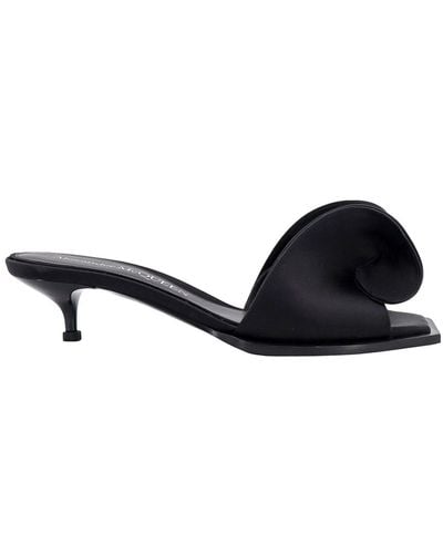 Alexander McQueen Satin Sandals - Black