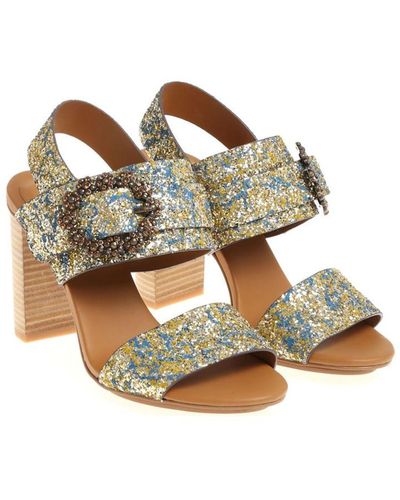 See By Chloé Glitter Leather Sandals - Metallic