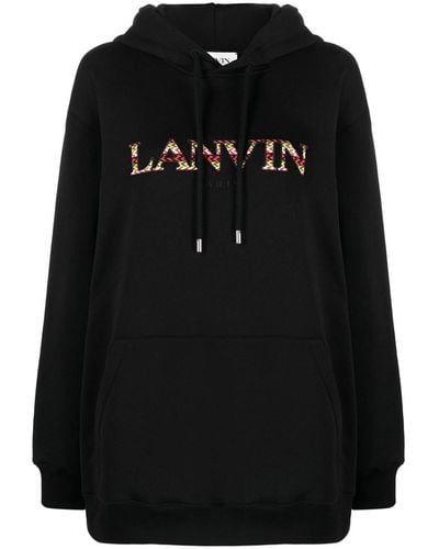 Lanvin Logo Oversized Cotton Hoodie - Black