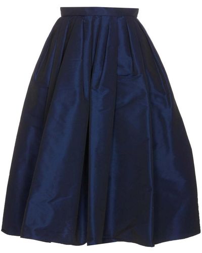 Alexander McQueen Pleated Midi Skirt - Blue