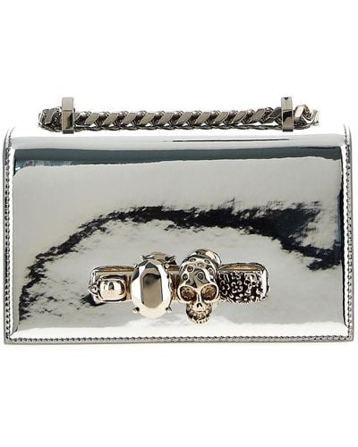 Alexander McQueen Mini Jeweled Satchel Crossbody Bag - Gray