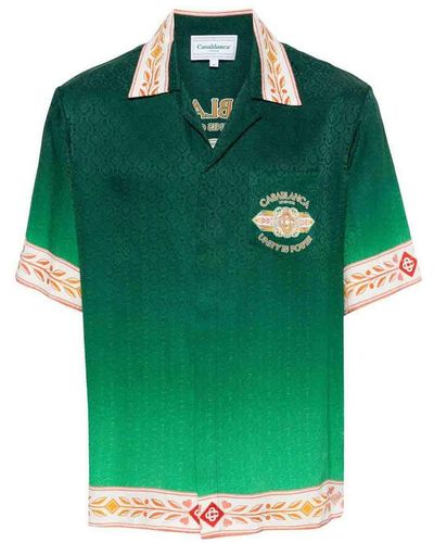 Casablancabrand Cuban Collar Short Sleeve Shirt - Green