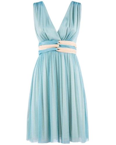 Nenette Draped Short Dress - Blue