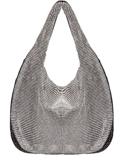 Kara Armpit Mini Crystal Mesh Bag - Grey
