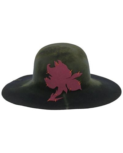 Borsalino Black Hat In Rabbit With Abstract Print - Brown