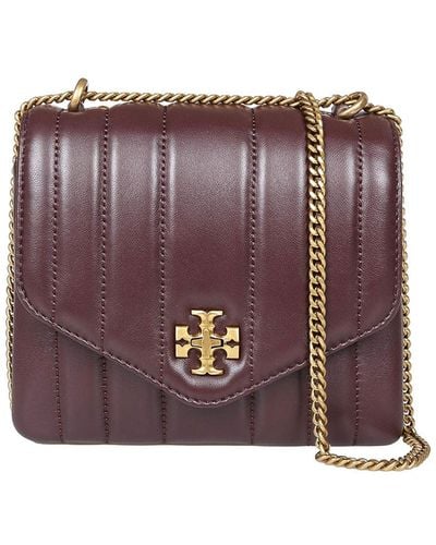 Tory Burch Kira Square Bag In Quilted Leather - Purple