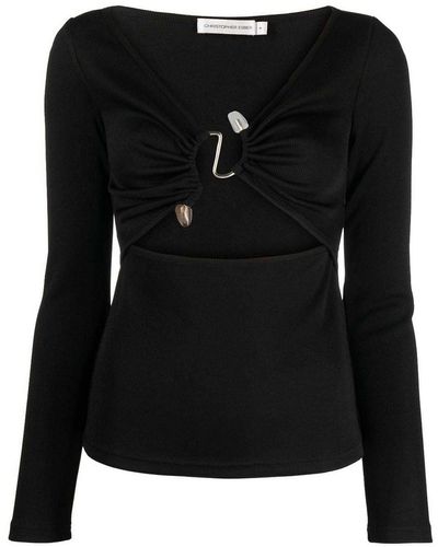 Christopher Esber Cut-out Ribbed Top - Black