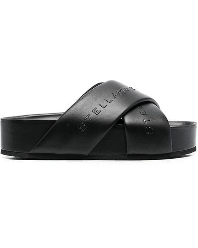 Stella McCartney Logo-strap Flatform Sandals - Black