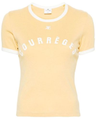 Courreges Contrast Logo T-shirt - Yellow