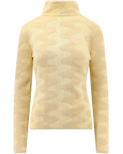 Nanushka Cotton Blend Sweater With Jacquard Motif - Yellow