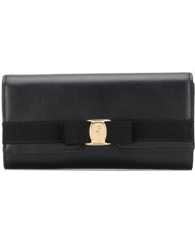 Ferragamo Vara Leather Continental Wallet - Black