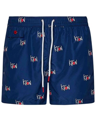 Kiton Lightweight Polyester Swim Shorts - Blue