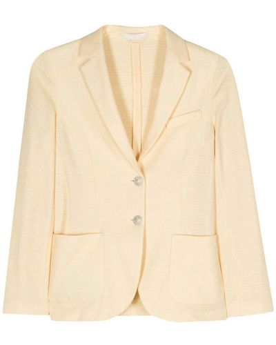 Circolo 1901 Linen And Cotton Blend Single-breasted Jacket - Natural