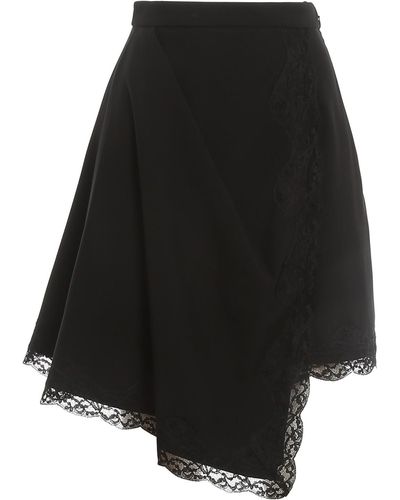Alexander McQueen Lace Trimmed Asymmetric Skirt - Black