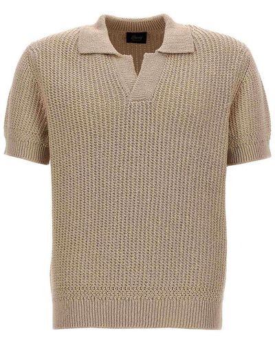 Brioni Knitted Polo Shirt - Natural