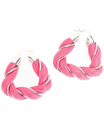 Bottega Veneta Braided Earrings In Bon Bon Colour - Pink