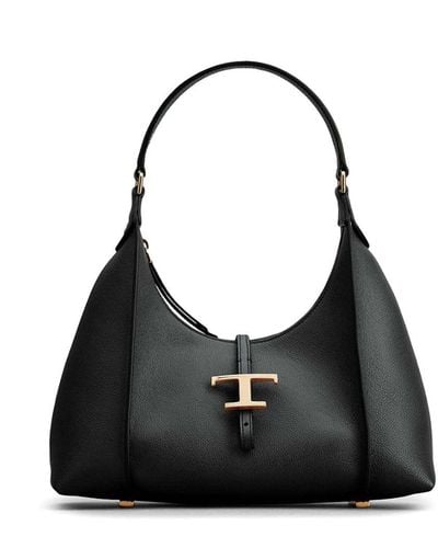 Tod's T Timeless Small Leather Hobo Bag - Black