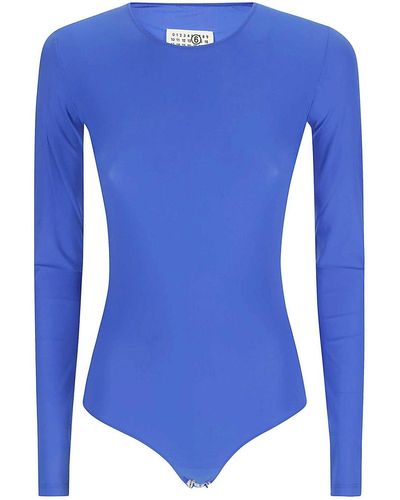 MM6 by Maison Martin Margiela Round Neck Bodysuit - Blue