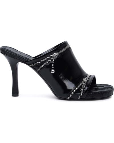 Burberry Peep Leather Sandals - Black