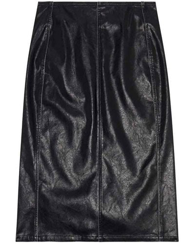 DIESEL Faux Leather A-line Skirt - Black