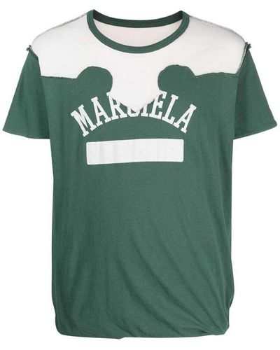 Maison Margiela Logo Print Distressed T-shirt - Green