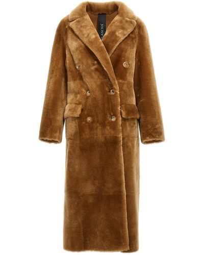 Blancha Merino Straight Long Fur Coat - Brown