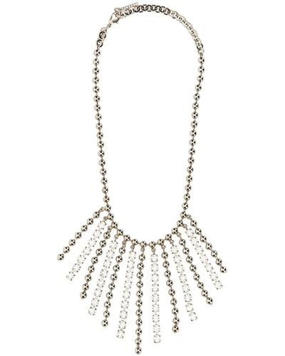 Alessandra Rich Crystal And Chain Necklace With Bangs - White
