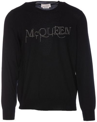 Alexander McQueen Embroidered Logo Sweater - Black