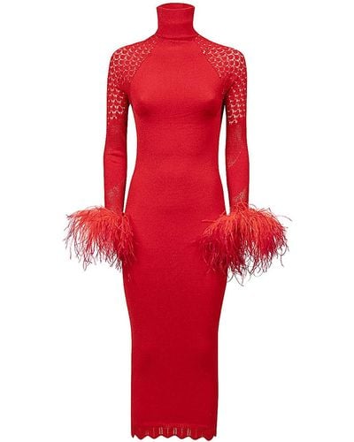 VERGUENZA High Neck Midi Knit Dress - Red
