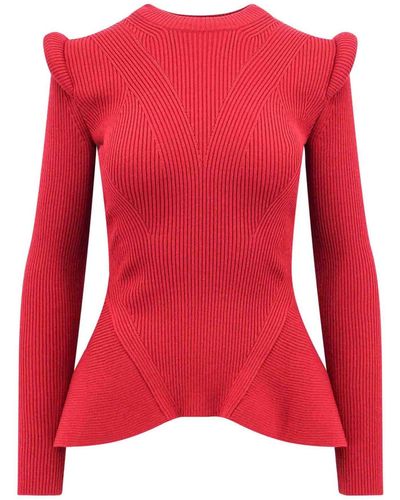 Alexander McQueen Stretch Wool Fla Sweater - Red