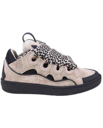 Lanvin Curb Sneakers In Light Brown Leather