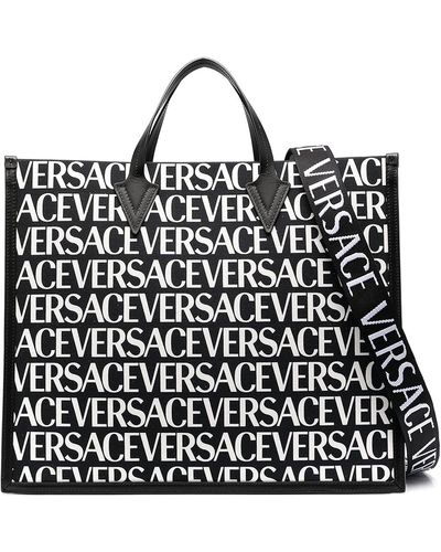 Versace Logo-print Tote Bag - Black