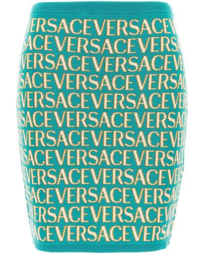 Versace Logo Allover Caspule La Vacanza Skirt - Green