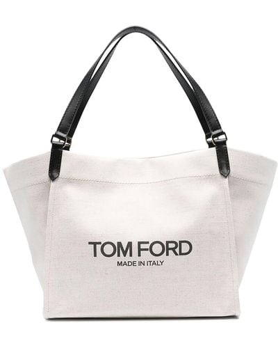 Tom Ford Ecru Black Bag - White