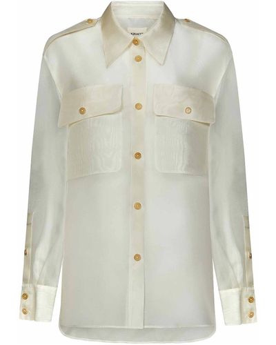 Khaite Oversized Bone-colored Silk Georgette Shirt - White