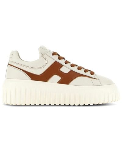 Hogan H-stripes Leather Sneakers - Natural