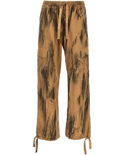 MSGM Dirty-effect Cargo Trousers - Natural