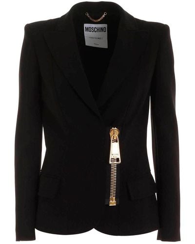 Moschino Jacket Featuring Macro Zip - Black